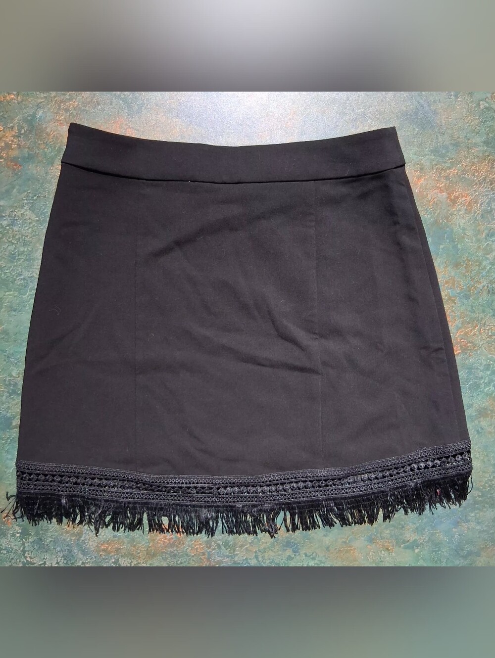 Women’s Black Fringe Hem Mini Skirt